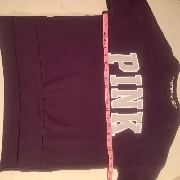 Victoria's Secret VS PINK Varsity Crewneck Purple Spellout Sweatshirt Size XS - Picture 5 of 6